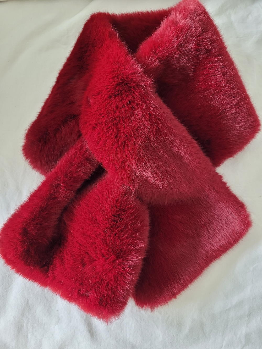 Luxurious Red Faux Fur Scarf
